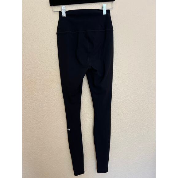 Alo Yoga Ripped Warrior Leggings, Black, Airbrush Knit, High Waist Laser-Cut Fit - Picture 4 of 14